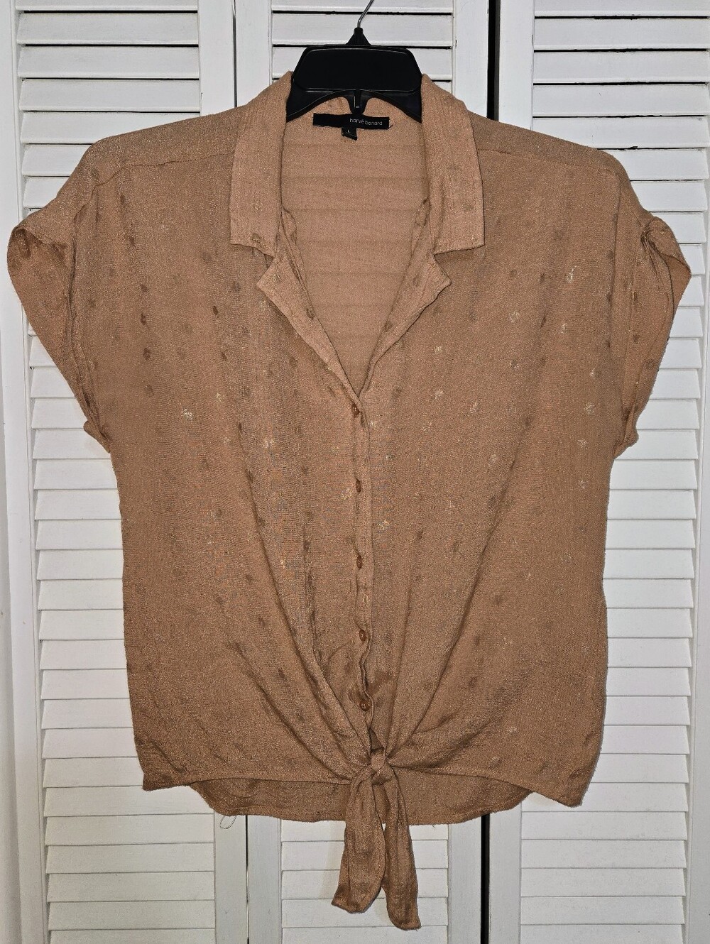 Harve Benard Women's L Tie-Front Button Down Top